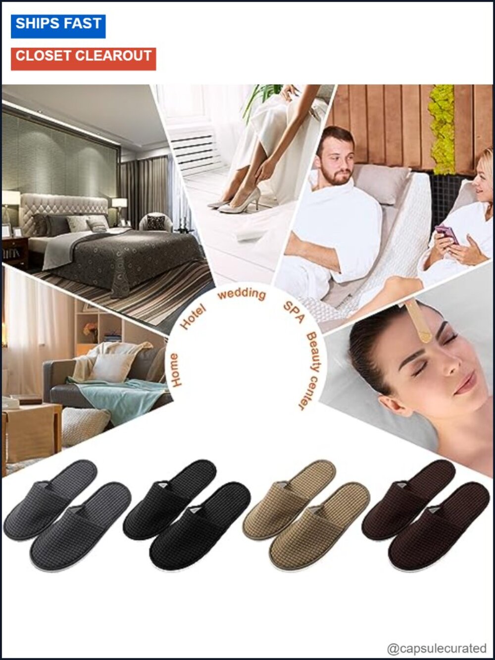 12 Pair Non Slip Disposable Slippers for Guests Travel Spa Wedding Party - Picture 5 of 6